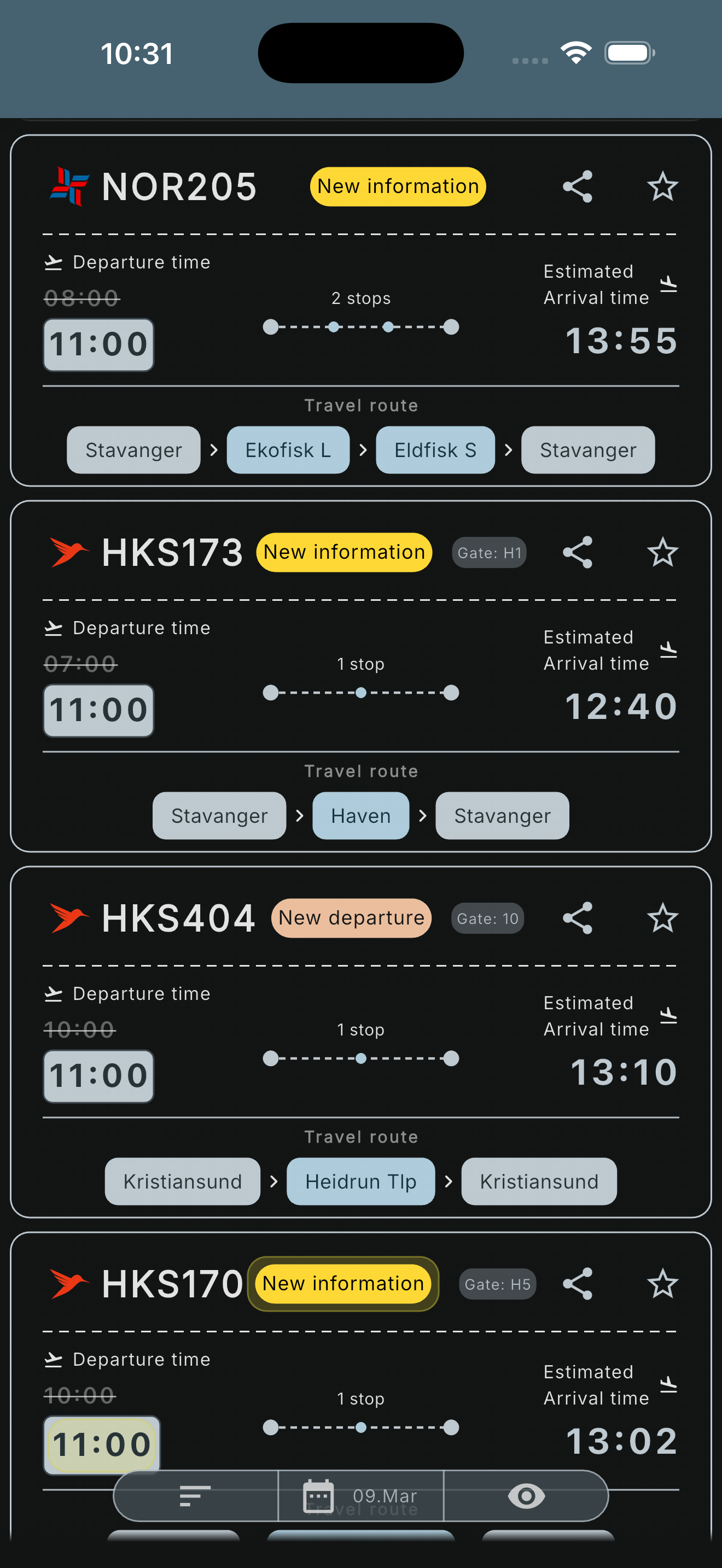 Utreise notifications